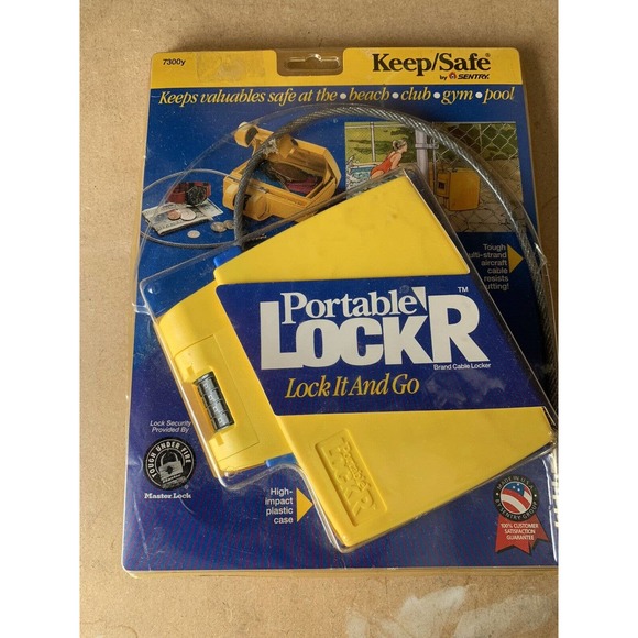 SENTRY PORTABLE LOCK’R KEEP/SAFE 7300Y LOCK IT & GO 4 NUMBER LOCK LOCKER W CABLE - Picture 1 of 2